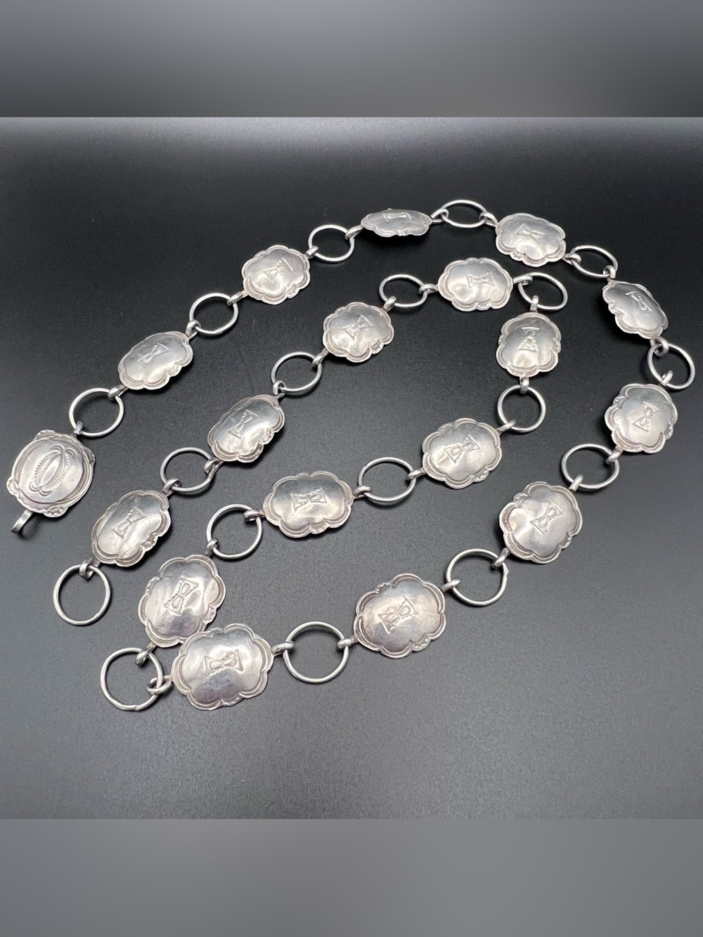 Sterling Silver Concho Belt Necklace
